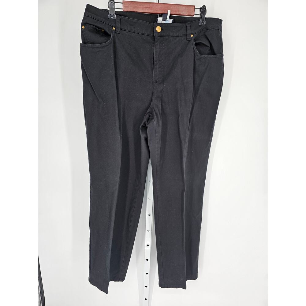 Jones New York Signature Black Stretch Gabardine Straight-Leg Pants Size 14W